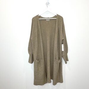 Theo & Spence Latte Open Front Cardigan with Pockets